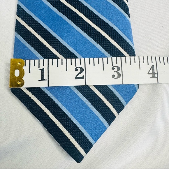 Brooks Brothers Makers and Merchants Men's 100% Silk Blue Striped Repp Necktie - Picture 4 of 5